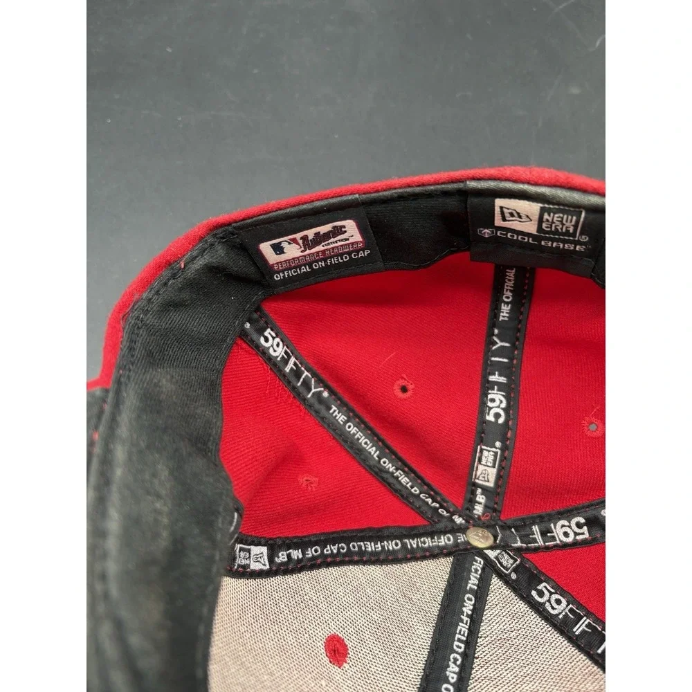 New Era Cleveland Indians MLB Hat Mens 7 1/2 Red Excellent Fitted Wool Cap